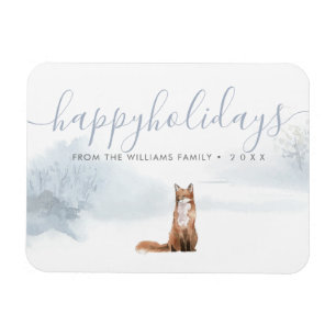 Magnet Flexible Joyeuses Fêtes Famille Nom Noël Hiver Renard