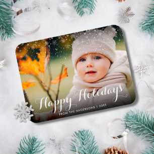 Magnet Flexible Joyeuses Fêtes Photo Flocons de Neige Noël