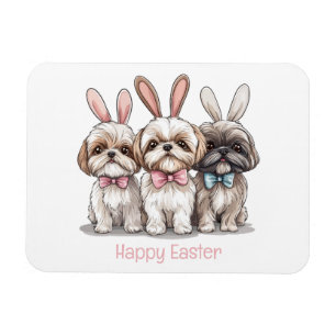 Magnet Flexible Joyeuses Pâques Chiens Shih Tzu