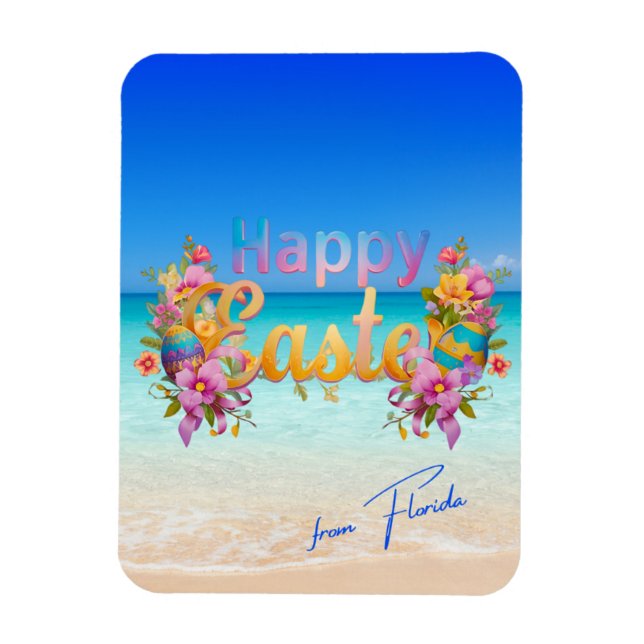 Magnet Flexible Joyeuses Pâques de Floride Tropical Beach (Vertical)