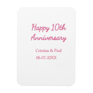 Magnet Flexible Joyeux 10ème anniversaire de mariage simple nom mi