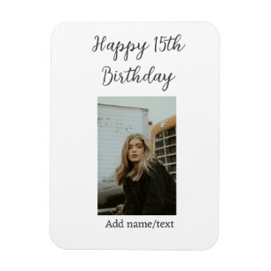 Magnet Flexible Joyeux 15ème anniversaire ajouter nom photo texte