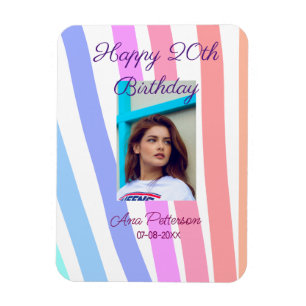 Magnet Flexible Joyeux 20e anniversaire arc-en-ciel rustique boho