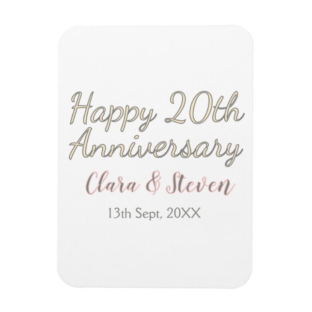 MAGNET FLEXIBLE JOYEUX 20E ANNIVERSAIRE DE MARIAGE NOM PINK GRAY P (Vertical)