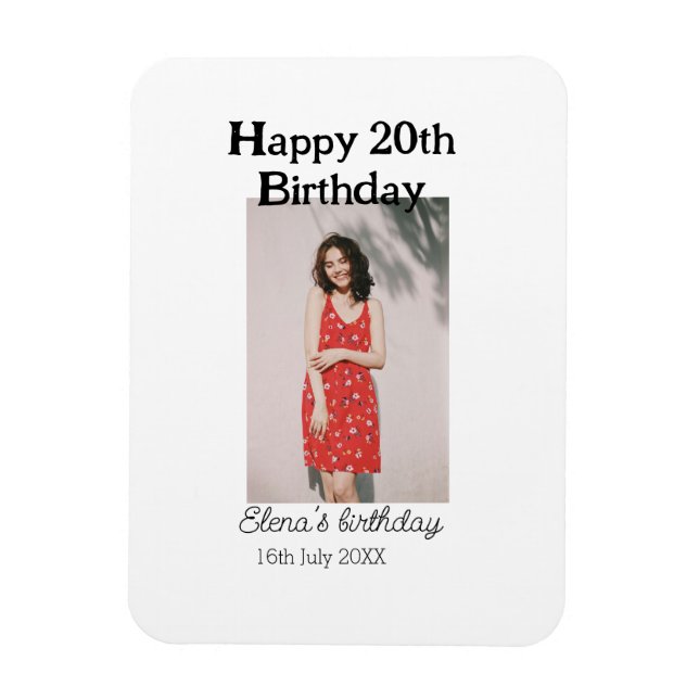 Magnet Flexible Joyeux 20e anniversaire photo moderne simple (Vertical)