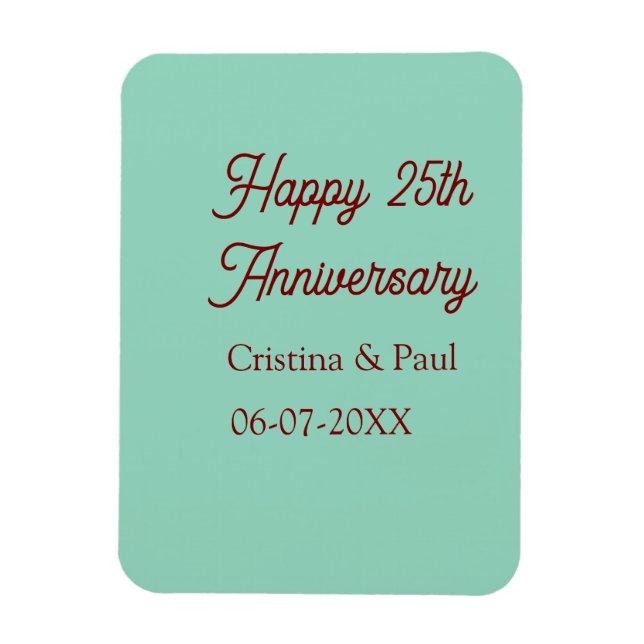 Magnet Flexible Joyeux 25e anniversaire vert mauve pastel boho rét (Vertical)