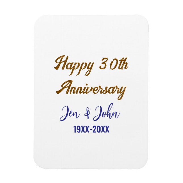 Magnet Flexible Joyeux 30e anniversaire de mariage royal bleu or s (Vertical)