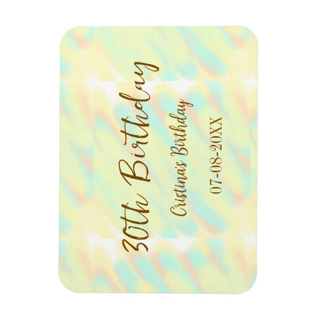 Magnet Flexible Joyeux 30e anniversaire jaune orange aquarelle mod (Vertical)