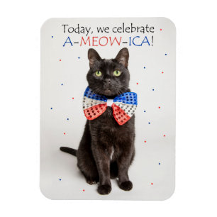 Magnet Flexible Joyeux 4 Juillet pour tous mignon chat patriotique
