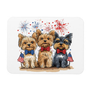 Magnet Flexible Joyeux 4 juillet Yorkshire Terrier Chiens