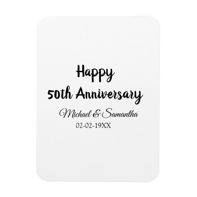 Magnet Flexible Joyeux 50e anniversaire ajouter nom du couple date (Vertical)