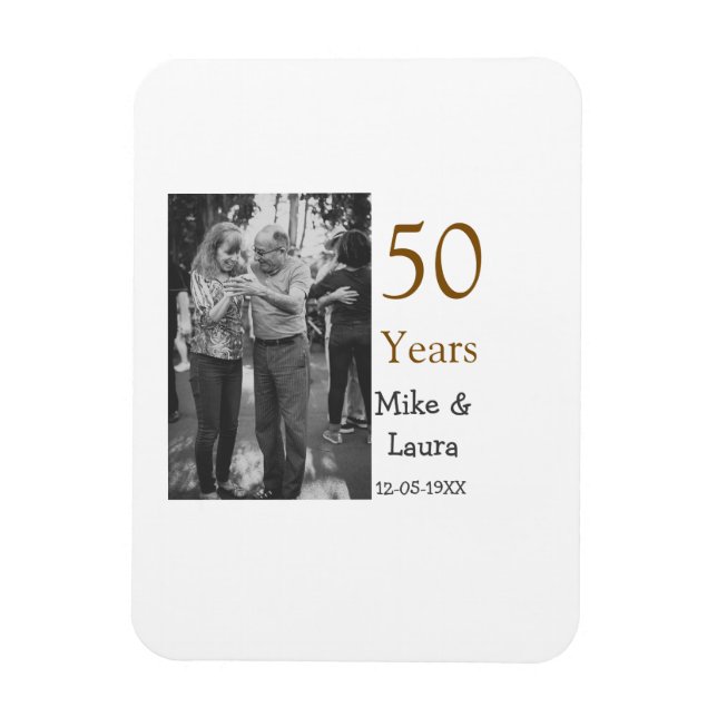Magnet Flexible Joyeux 50e anniversaire ajouter nom du couple date (Vertical)