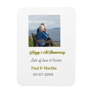 Magnet Flexible Joyeux 50e anniversaire de mariage nom date photo