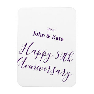 Magnet Flexible Joyeux 50e anniversaire nom violet année simple