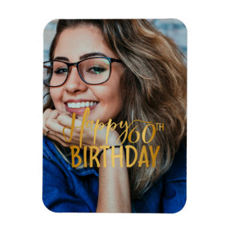 Magnet Flexible Joyeux 60e anniversaire Script photo personnalisée