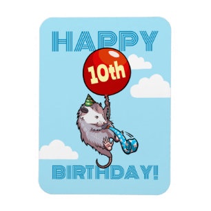 Magnet Flexible Joyeux anniversaire ! Ajouter L'Âge Opossum & Ball