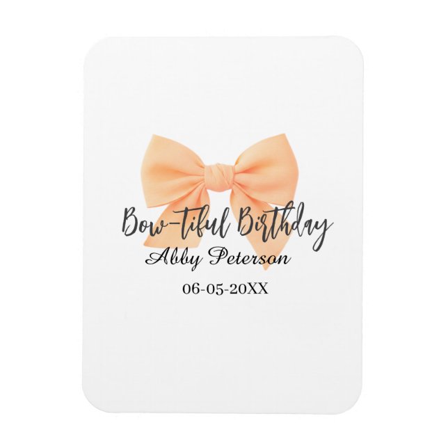 Magnet Flexible Joyeux anniversaire arc orange nom date simple pas (Vertical)