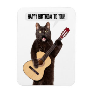 Magnet Flexible Joyeux Anniversaire Chat chantant et jouant de la 