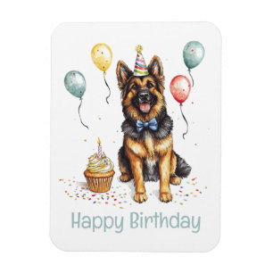 Magnet Flexible Joyeux Anniversaire Chien Berger Allemand