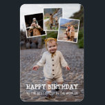 Magnet Flexible Joyeux anniversaire papa photo Collage<br><div class="desc">Aimant d'anniversaire imprimé avec quatre de vos propres photos dans un collage. Comme une superposition,  une police de caractère blanc qui dit joyeux anniversaire et,  en dessous,  vous pouvez ajouter qui il est anniversaire. Parfait pour les anniversaires des parents et des grands-parents.</div>