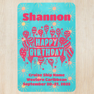 Magnet Flexible Joyeux anniversaire Pink Blue Cruise Door