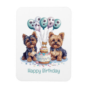 Magnet Flexible Joyeux anniversaire Yorkie Chien