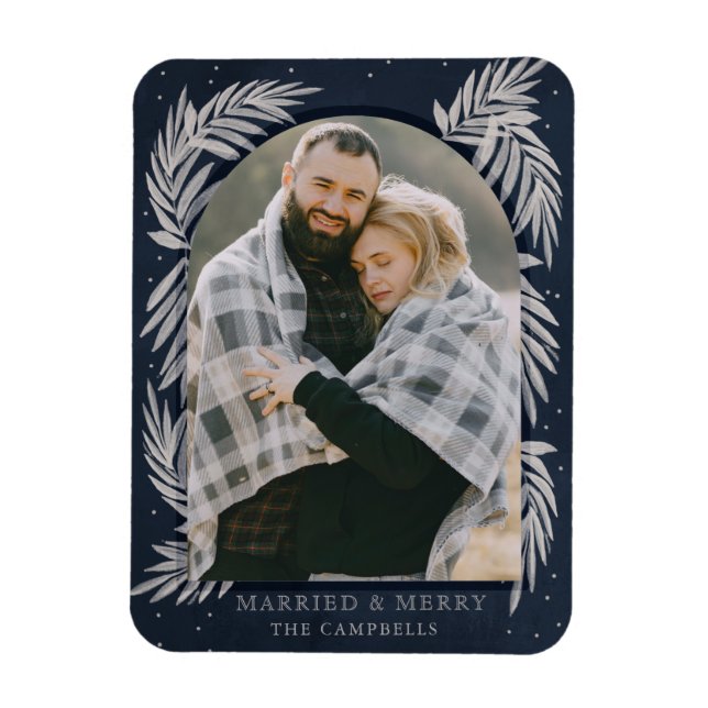 Magnet Flexible Joyeux Arc d'argent bleu Joyeux Fête de photo (Vertical)