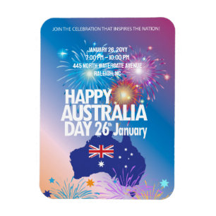 Magnet Flexible Joyeux Australia Day 26 janvier Fête du feu d'arti