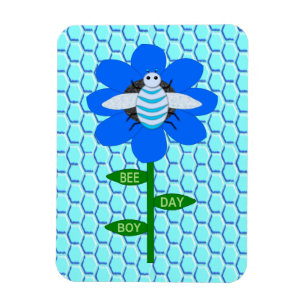 Magnet Flexible Joyeux Bee Day Boy Blue Birthday Bumblebee