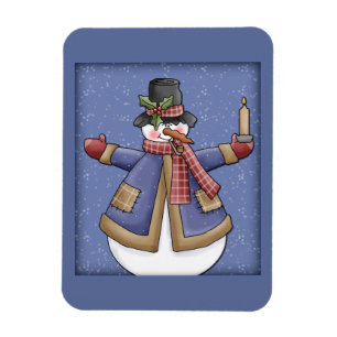 Magnet Flexible Joyeux bonhomme de neige avec bougie
