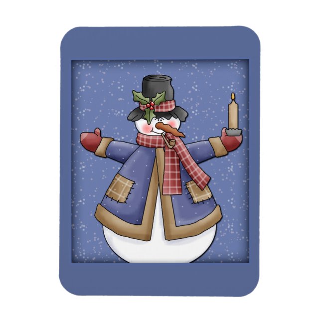 Magnet Flexible Joyeux bonhomme de neige avec bougie (Vertical)