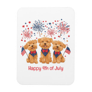 Magnet Flexible Joyeux Chiens 4 juillet Yorkie