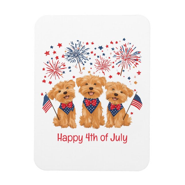 Magnet Flexible Joyeux Chiens 4 juillet Yorkie (Vertical)