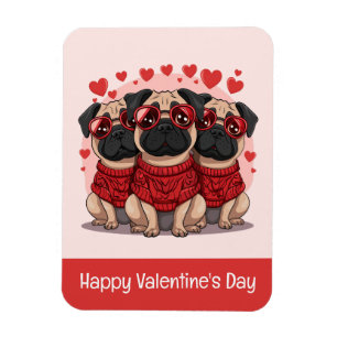 Magnet Flexible Joyeux Chiens de Carlin de la Saint Valentin