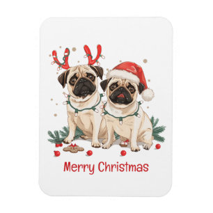Magnet Flexible Joyeux Chiens de Carlin de Noël