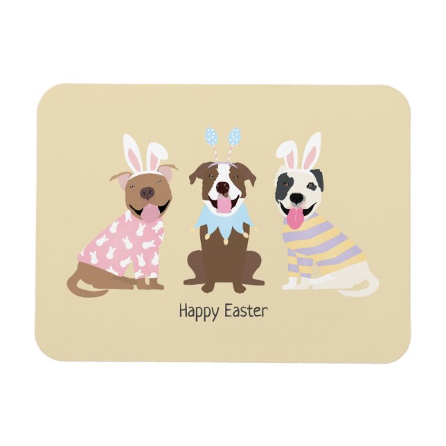 Magnet Flexible Joyeux Chiens de Pâques American Pit Bull Terrier (Horizontal)
