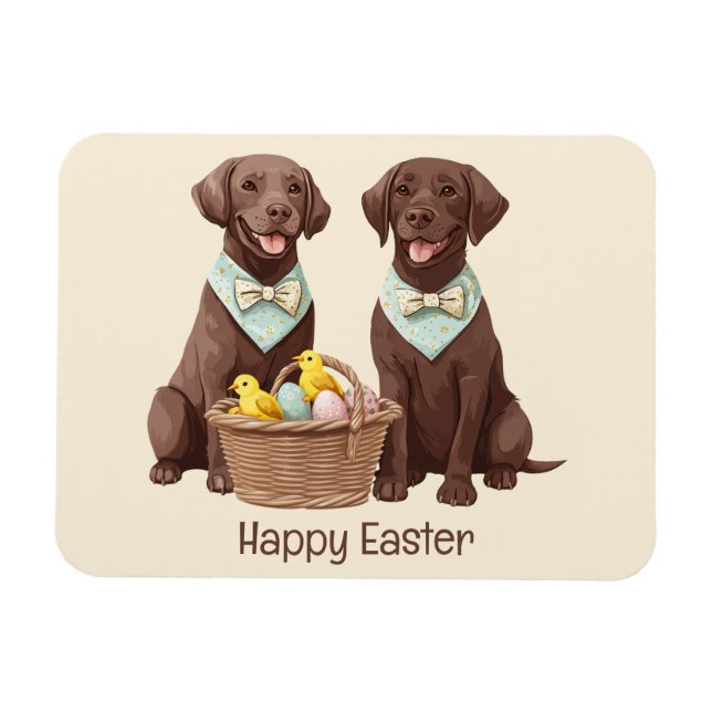Magnet Flexible Joyeux Chiens de récupération de chocolat de Pâque (Horizontal)