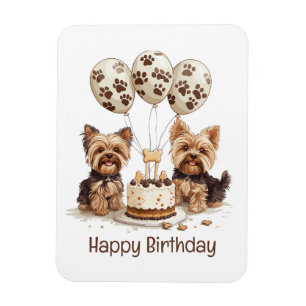 Magnet Flexible Joyeux Chiens Yorkie d'anniversaire