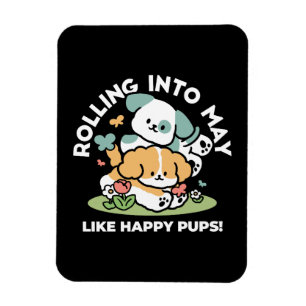 Magnet Flexible Joyeux Chiots Arrivés En Mai - Kawaii Dog Art