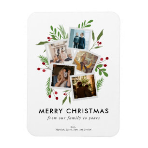 Magnet Flexible Joyeux collage de Noël personnalisé Holly moderne