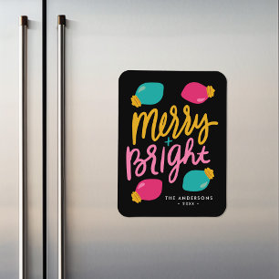 Magnet Flexible Joyeux et brillants feux de Noël non photo vacance