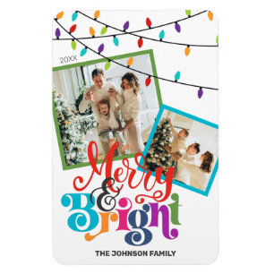 Magnet Flexible Joyeux et lumineux famille de Noël moderne