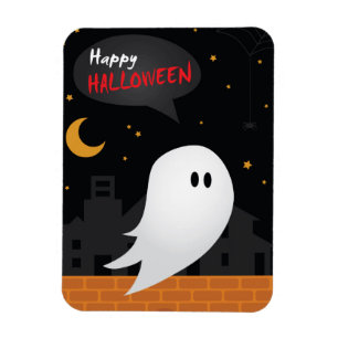 Magnet Flexible Joyeux fantôme d'halloween en ville