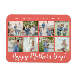 Magnet Flexible Joyeux Fête des Mères Photo Collage Custom Coral