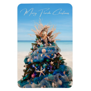 Magnet Flexible Joyeux Floride Noël Tropical Beach and Tree