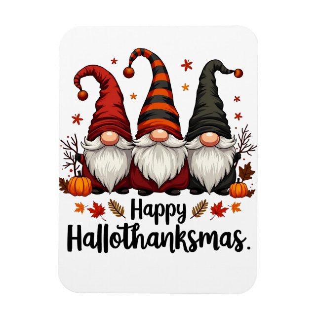 Magnet Flexible Joyeux Hallothanksmas Halloween Noël Gnomes (Vertical)