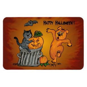 Magnet Flexible Joyeux Halloween avec Chat Chat Chien et Araignée