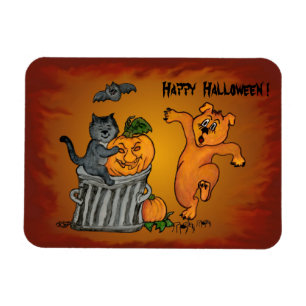 Magnet Flexible Joyeux Halloween avec Chat Chat Chien et Araignée