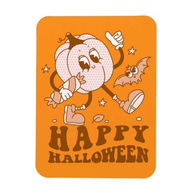 Magnet Flexible Joyeux Halloween| Citrouille de points de Polka ré (Vertical)