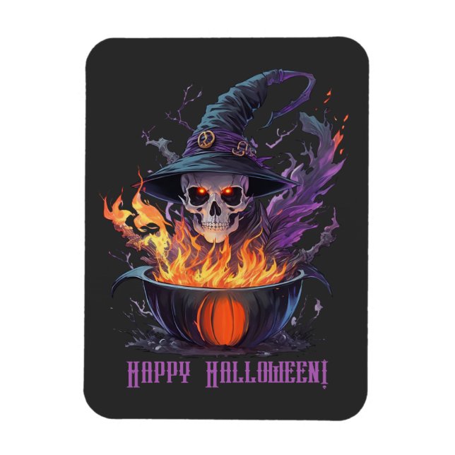 Magnet Flexible Joyeux Halloween ! Crâne des sorcières (Vertical)